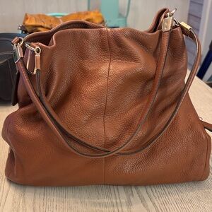 Elegant Coach Brown Leather Hobo Bag